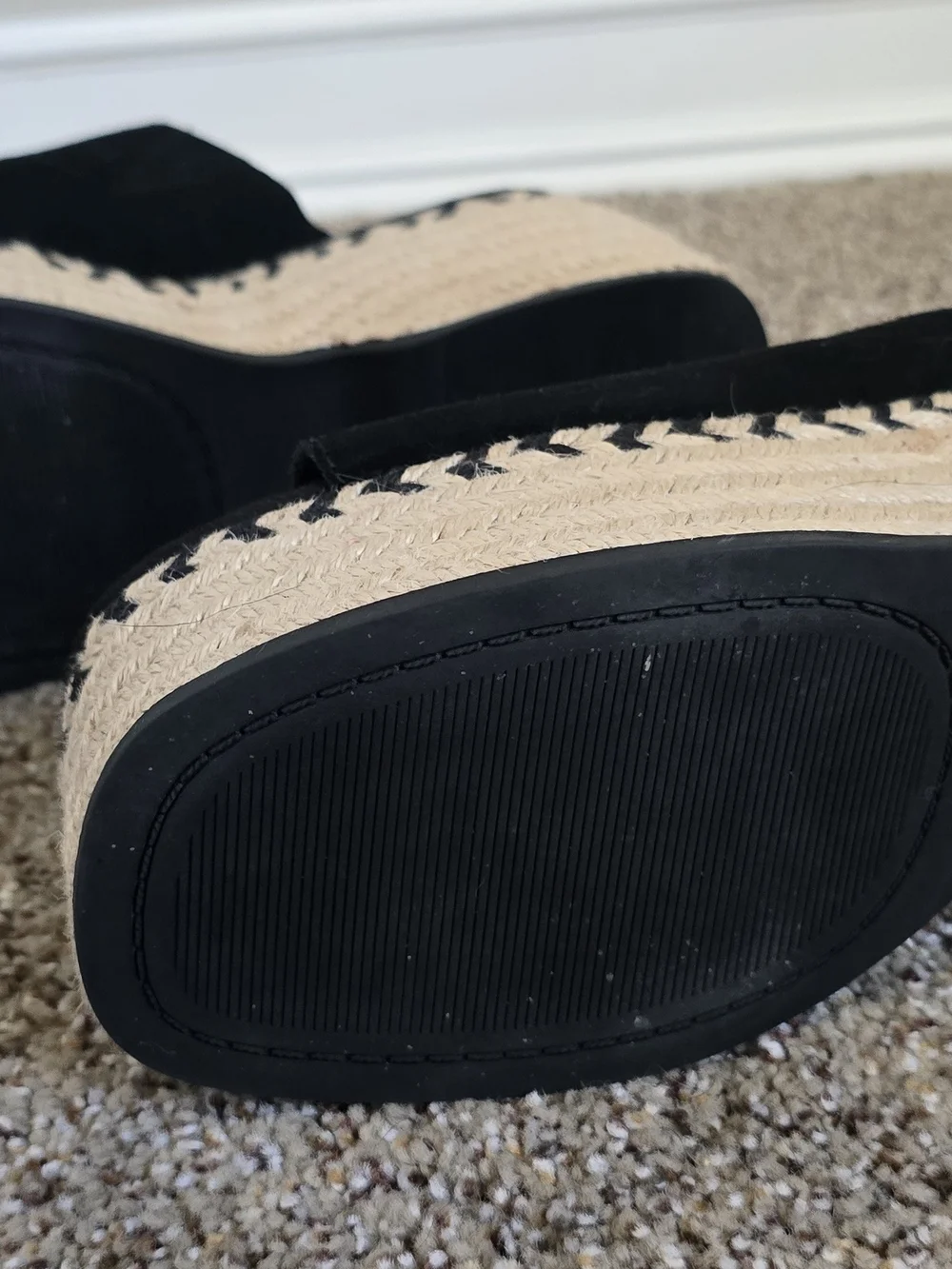 TOMS Black Suede Platform Espadrille Mule